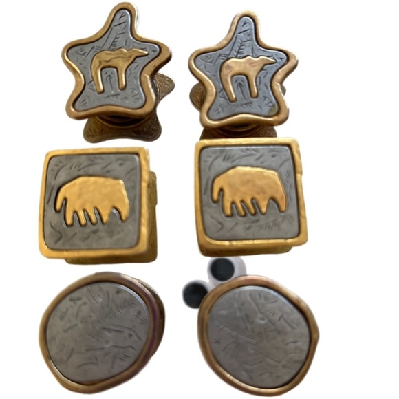 Vintage Button Clips mixed metals clan of cave bear glyphics - Picture 3 of 3